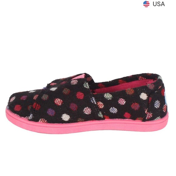 NWT Tom's Tiny Classic Alpargata Girls Slip-on Shoes Sneakers Pink Wool Dot T10 - Picture 3 of 9